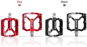 Lixada Pédales de vélo en alliage d’aluminium – noir/rouge
