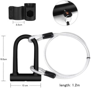 DINOKA Antivol de vélo U-Lock avec câble acier – Sécurité renforcée