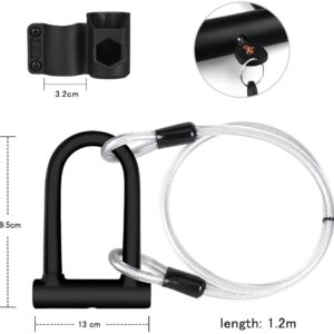 DINOKA Antivol de vélo U-Lock avec câble acier – Sécurité renforcée