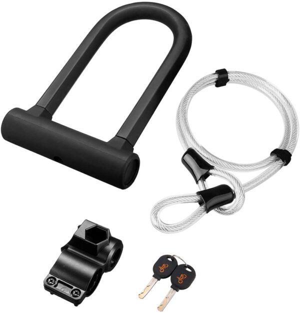 DINOKA Antivol de vélo U-Lock avec câble acier – Sécurité renforcée – Image 3