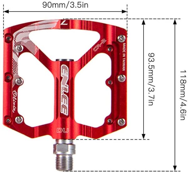Lixada Pédales de vélo en alliage d’aluminium – noir/rouge – Image 5