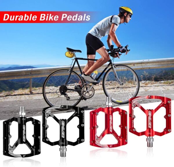 Lixada Pédales de vélo en alliage d’aluminium – noir/rouge – Image 6